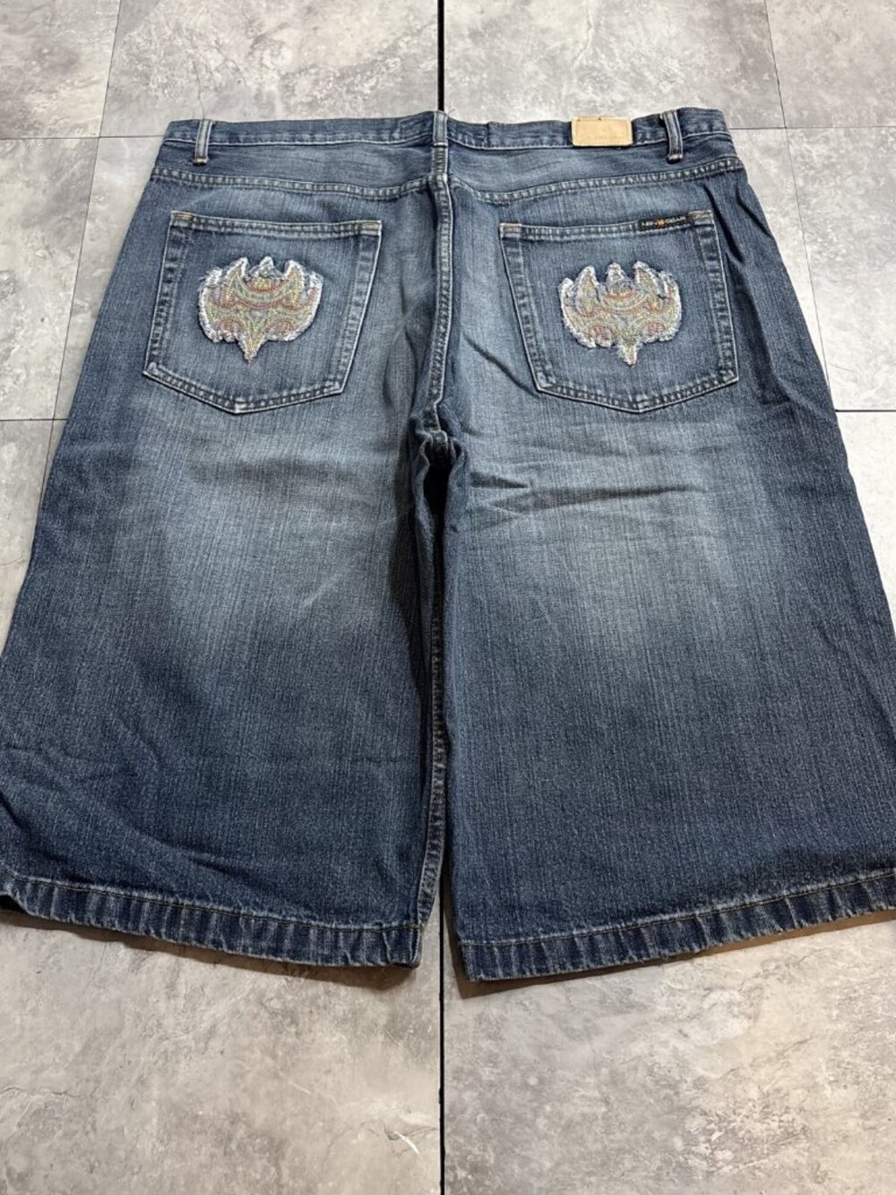 NBN Gear Baggy Denim Jorts 40 Blue Tribal